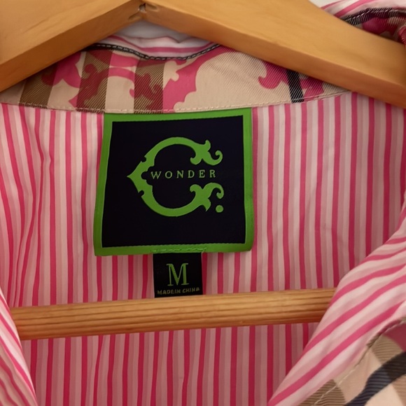 Pink and white pinstripe button down blouse - Picture 3 of 7